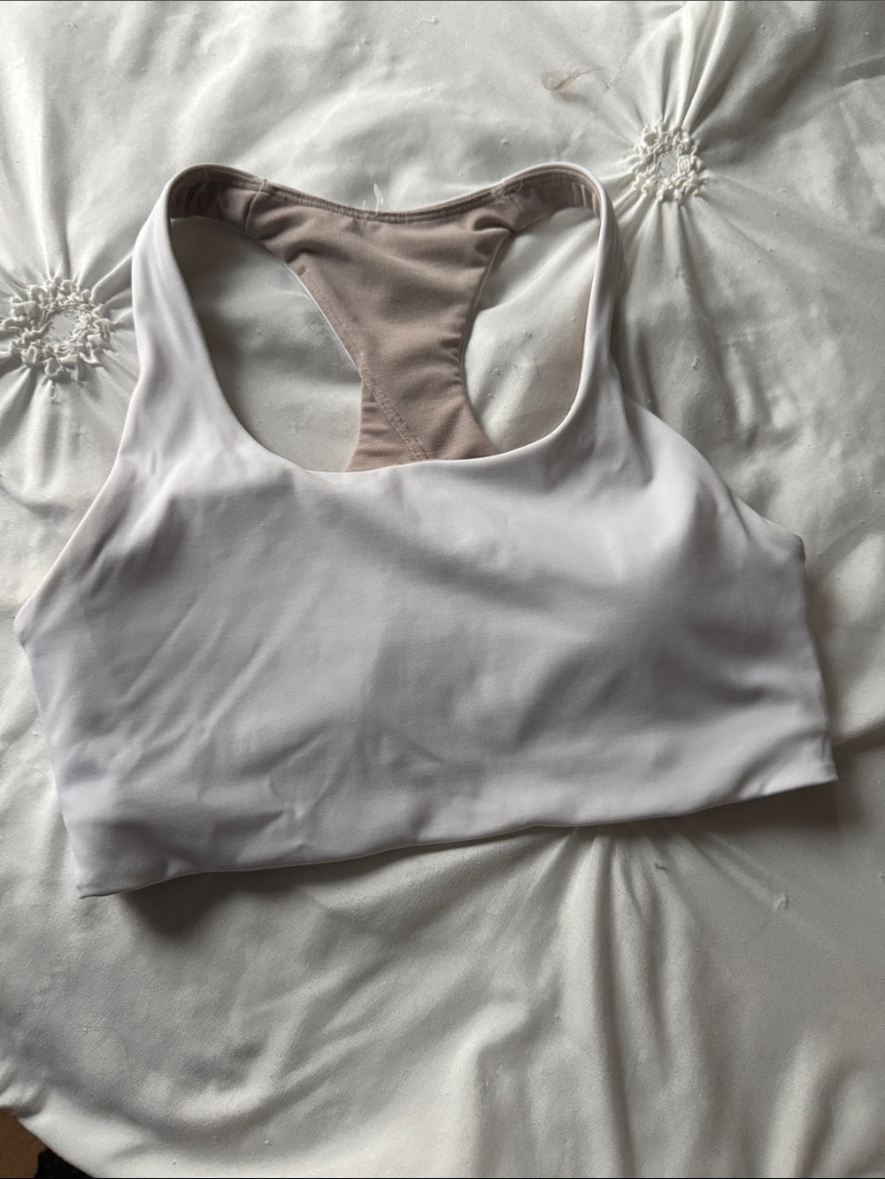 lululemon athletica White Racerback Sports Bra with Nude Liner